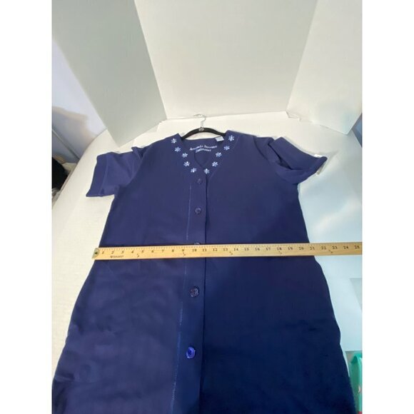 Amanda Stewart Intimates Navy Button Down Lounge Dress Pockets Womens Medium NWT - Picture 9 of 10